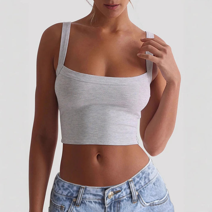 Damen Crop Top med fyrkantig halsringning och elastiskt material Mirla-Eva Jonsson