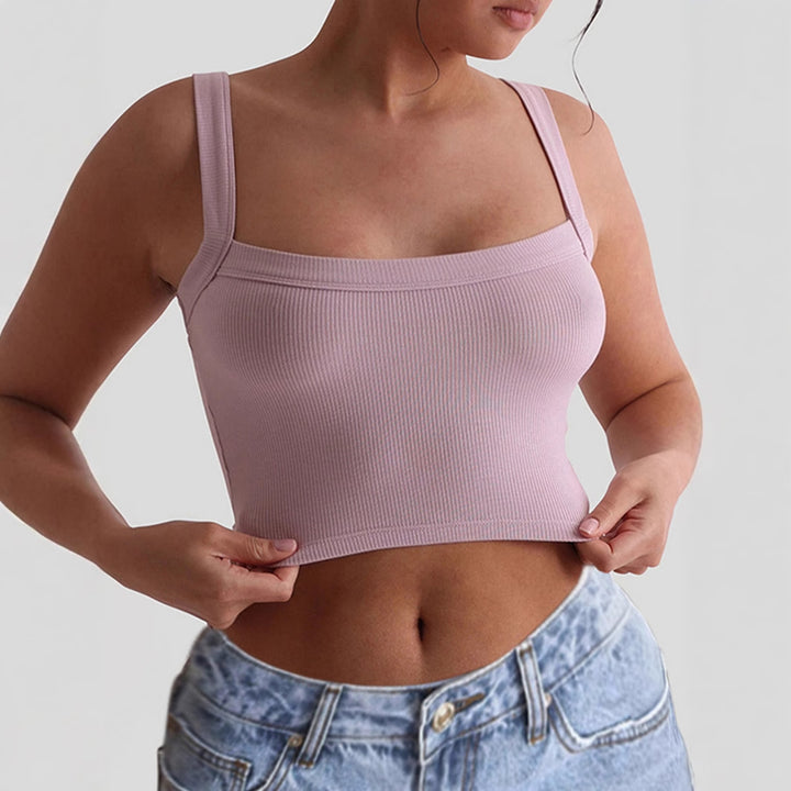 Damen Crop Top med fyrkantig halsringning och elastiskt material Mirla-Eva Jonsson