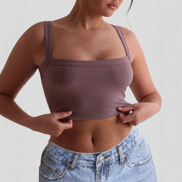 Damen Crop Top med fyrkantig halsringning och elastiskt material Mirla-Eva Jonsson