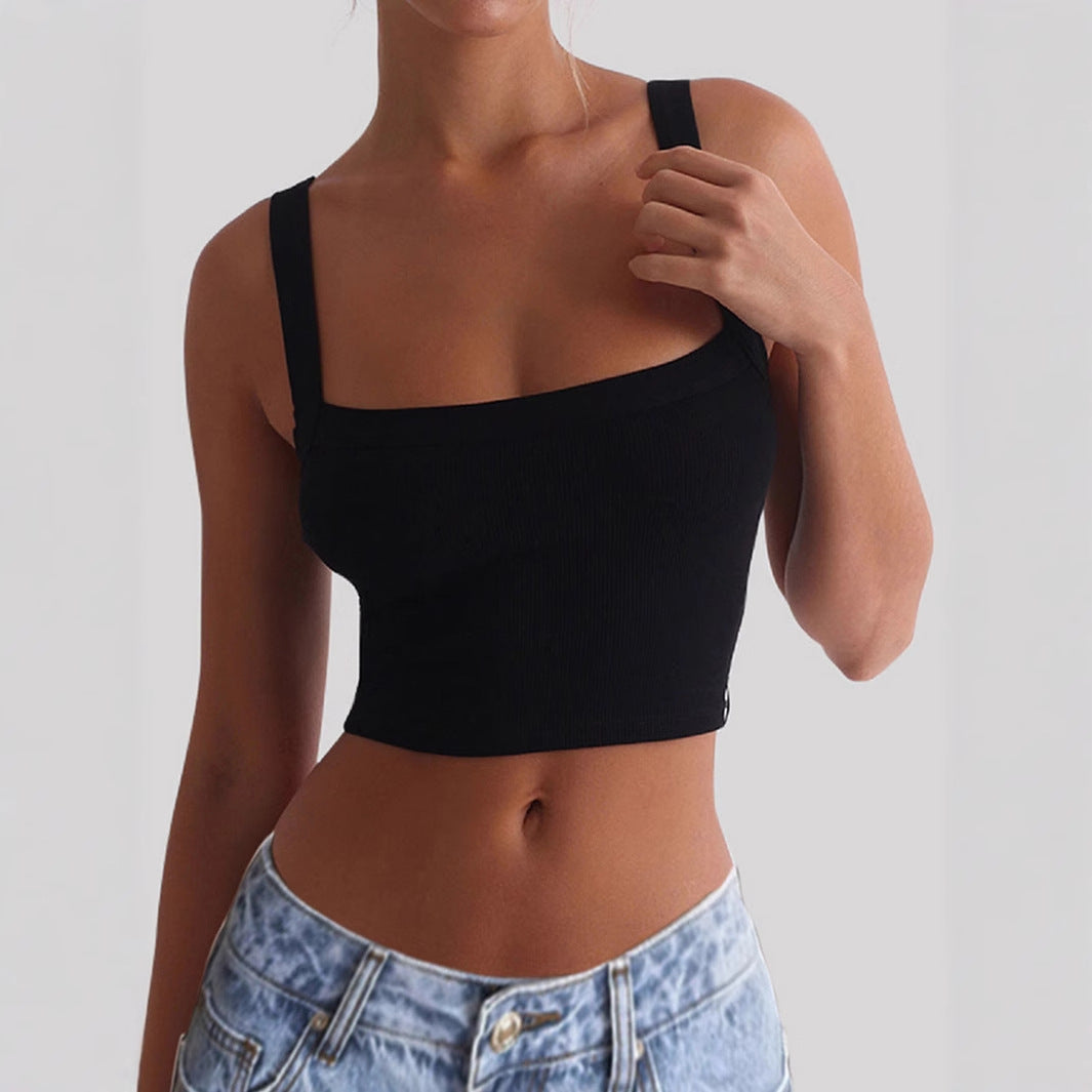 Damen Crop Top med fyrkantig halsringning och elastiskt material Mirla-Eva Jonsson