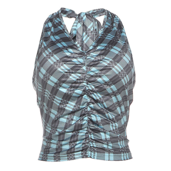 Damen Crop Top mit Raffung und modischem Karo-Muster Mirla-Eva Jonsson