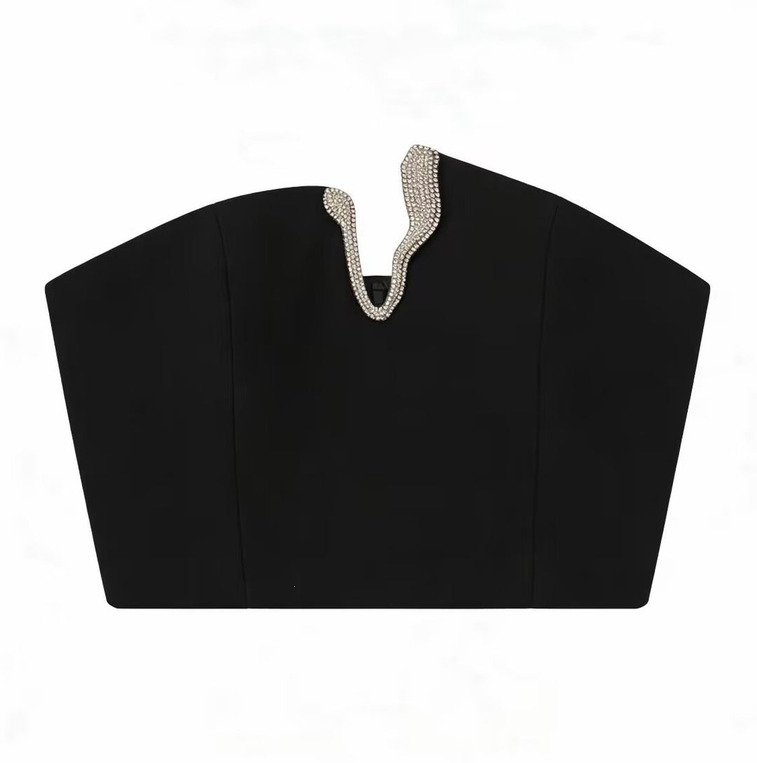 Damen Crop-Top och Mini-Kjol Set med dekorativ detalj Mirla-Eva Jonsson