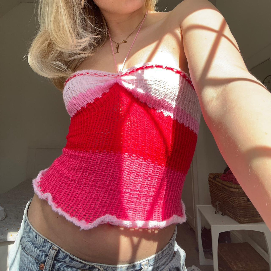 Damen Cropped Top i trendig virkad stil Mirla-Eva Jonsson
