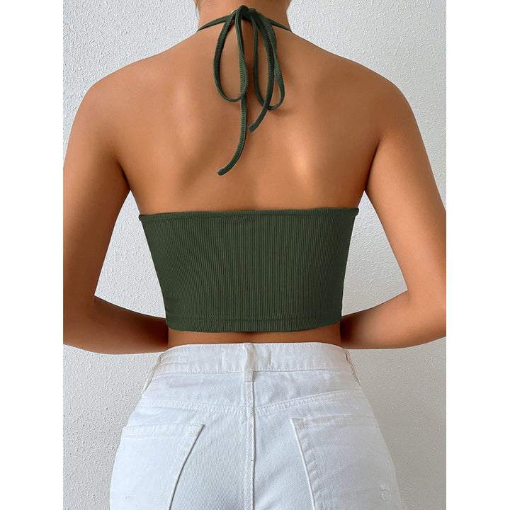Damen Cropped Top med djup V-ringning och snöreutseende Mirla-Eva Jonsson