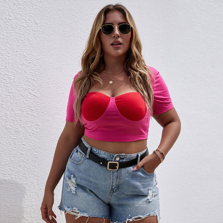 Damen Cropped Top med raffinerat Bustier-design och korta ärmar Mirla-Eva Jonsson