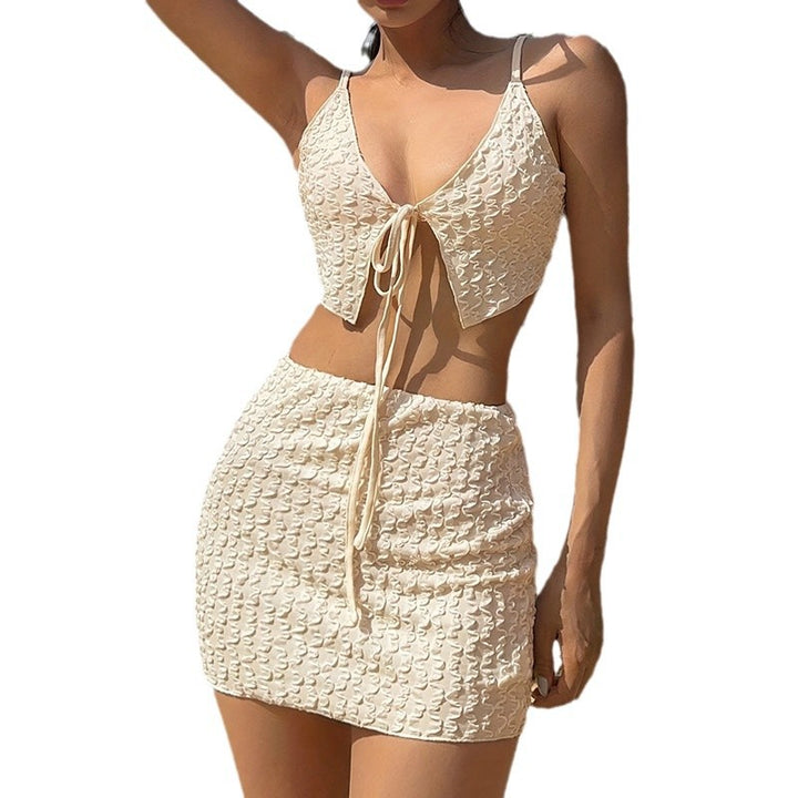 Damen Cropped Top och Minikjol Set med strukturerad yta Mirla-Eva Jonsson