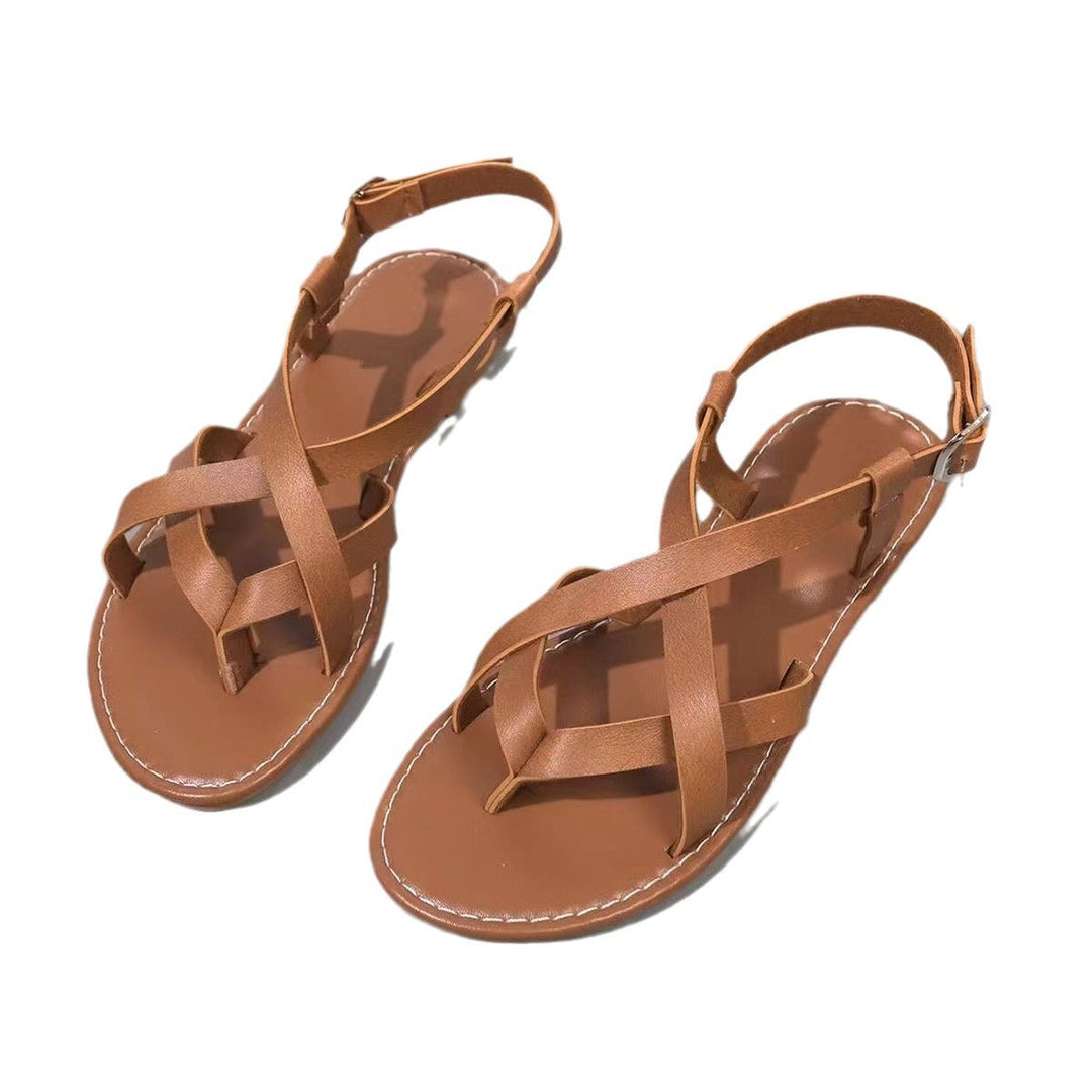 Damen Cross-Strap Platta Sandaler med Justerbart Vriststängning Mirla-Eva Jonsson