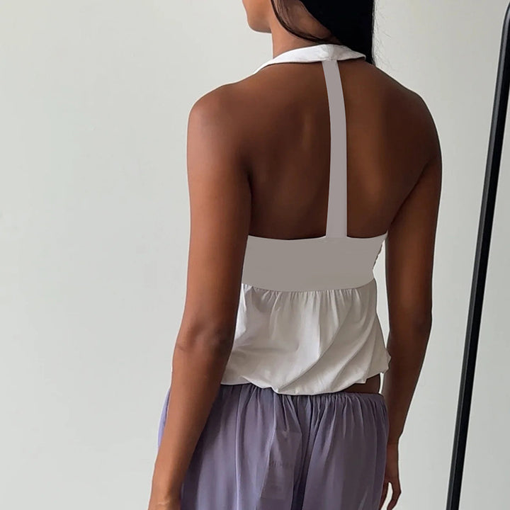 Damen Cut-Out Top med flytande snitt och V-urringning Mirla-Eva Jonsson
