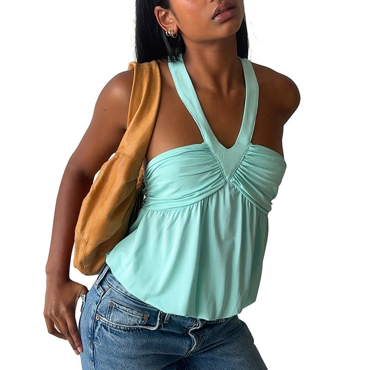 Damen Cut-Out Top med flytande snitt och V-urringning Mirla-Eva Jonsson