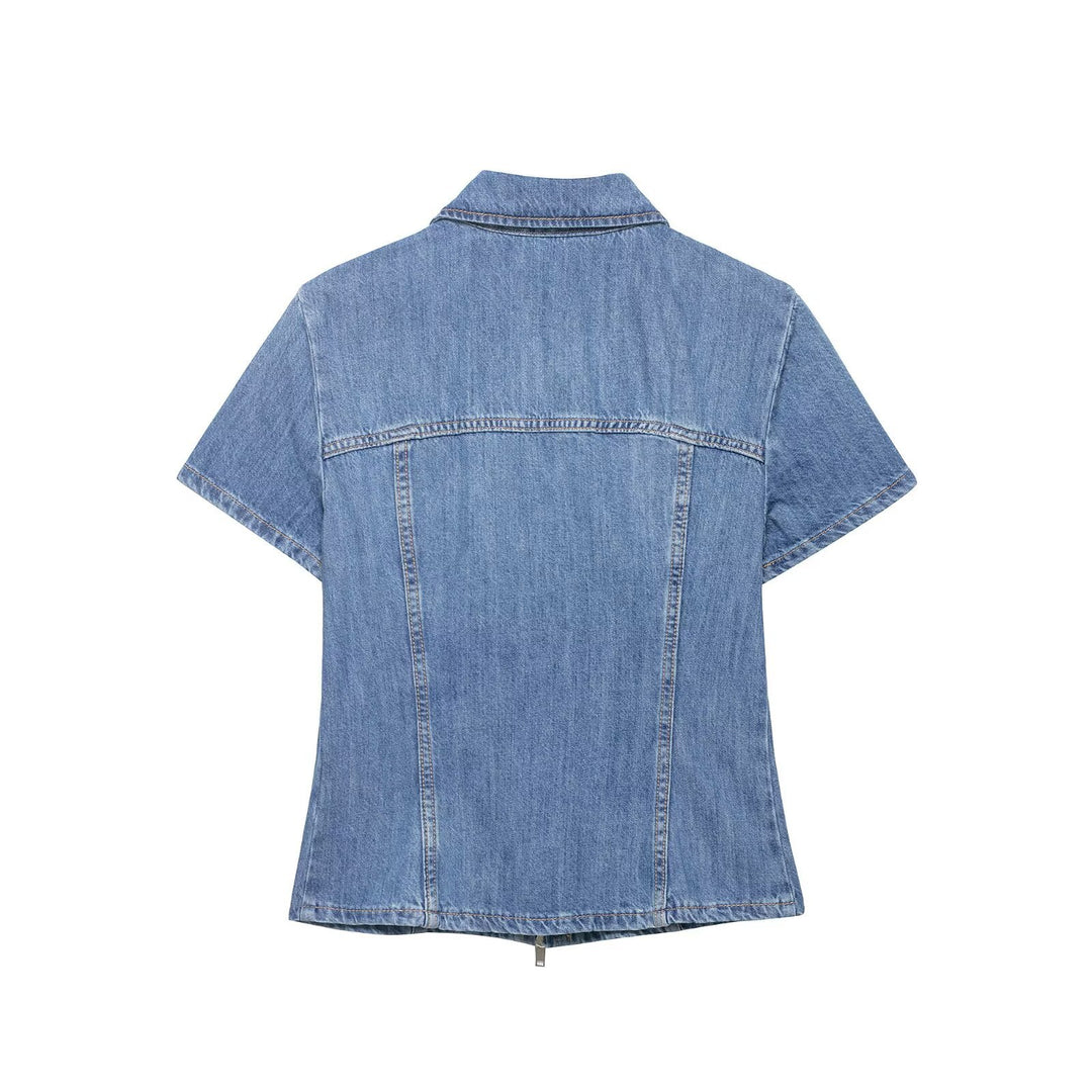Damen Denim Kortjacka med dragkedja Mirla-Eva Jonsson