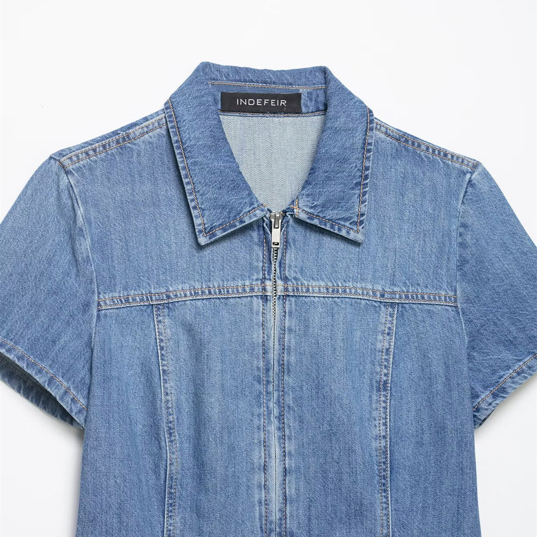 Damen Denim Kortjacka med dragkedja Mirla-Eva Jonsson