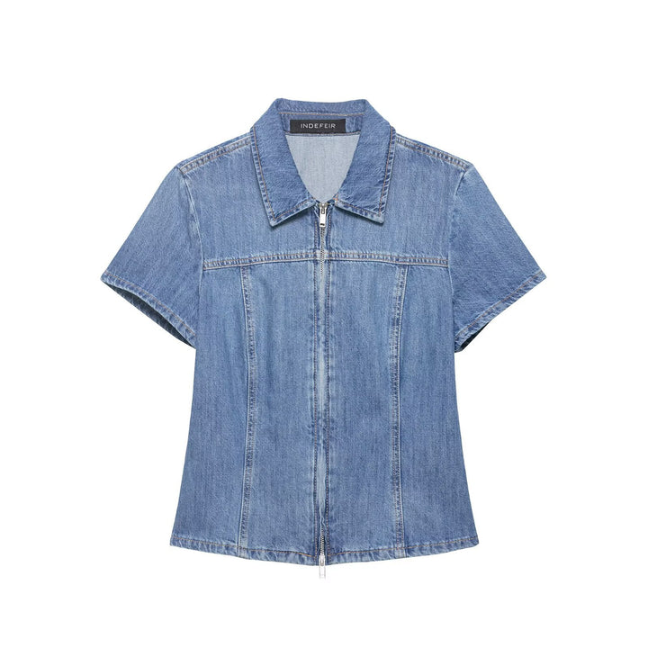 Damen Denim Kortjacka med dragkedja Mirla-Eva Jonsson