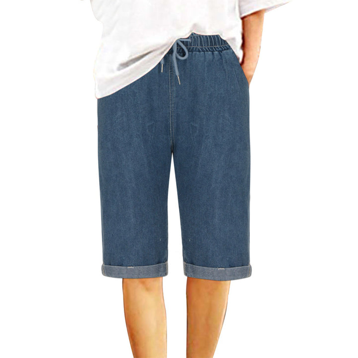 Damen Denim Shorts med elastisk midja och avslappnad passform Mirla-Eva Jonsson