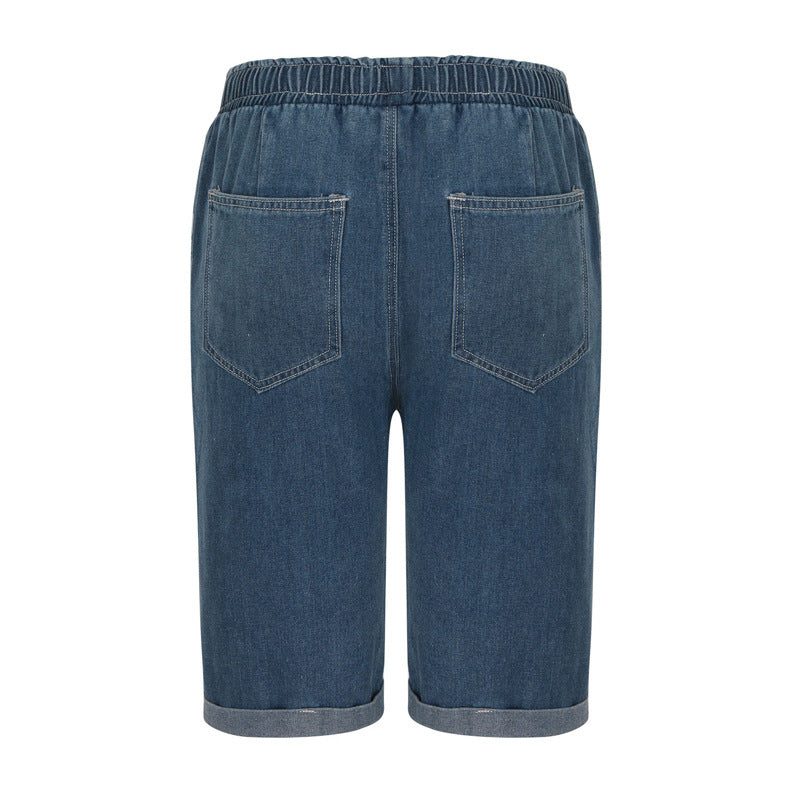 Damen Denim Shorts med elastisk midja och avslappnad passform Mirla-Eva Jonsson