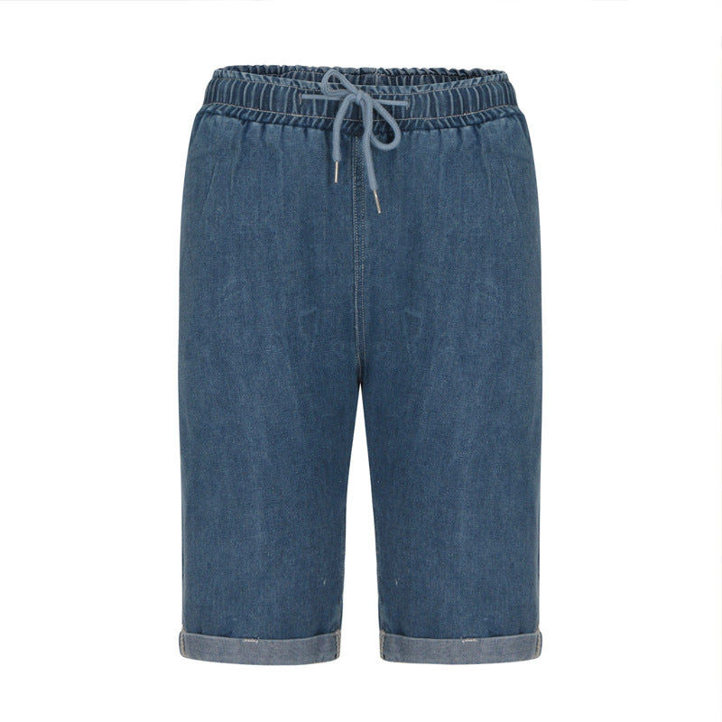 Damen Denim Shorts med elastisk midja och avslappnad passform Mirla-Eva Jonsson