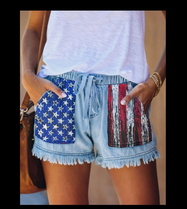 Damen Denim-Shorts med kreativa fickor Mirla-Eva Jonsson