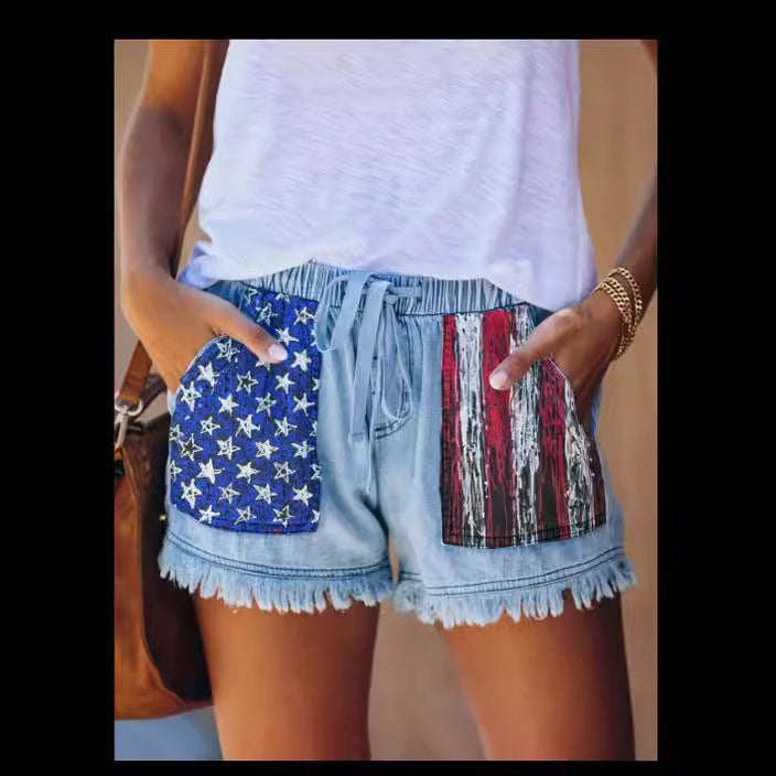 Damen Denim-Shorts med kreativa fickor Mirla-Eva Jonsson