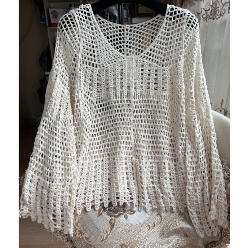 Damen Designer-nätoberdel med transparenta detaljer och V-ringning Mirla-Eva Jonsson