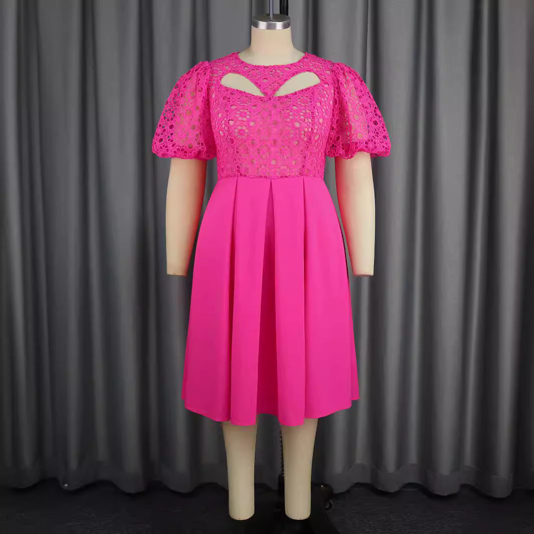 Damen Elegant A-linje Klänning med Cut-Out Detaljer och Puffärmar Mirla-Eva Jonsson