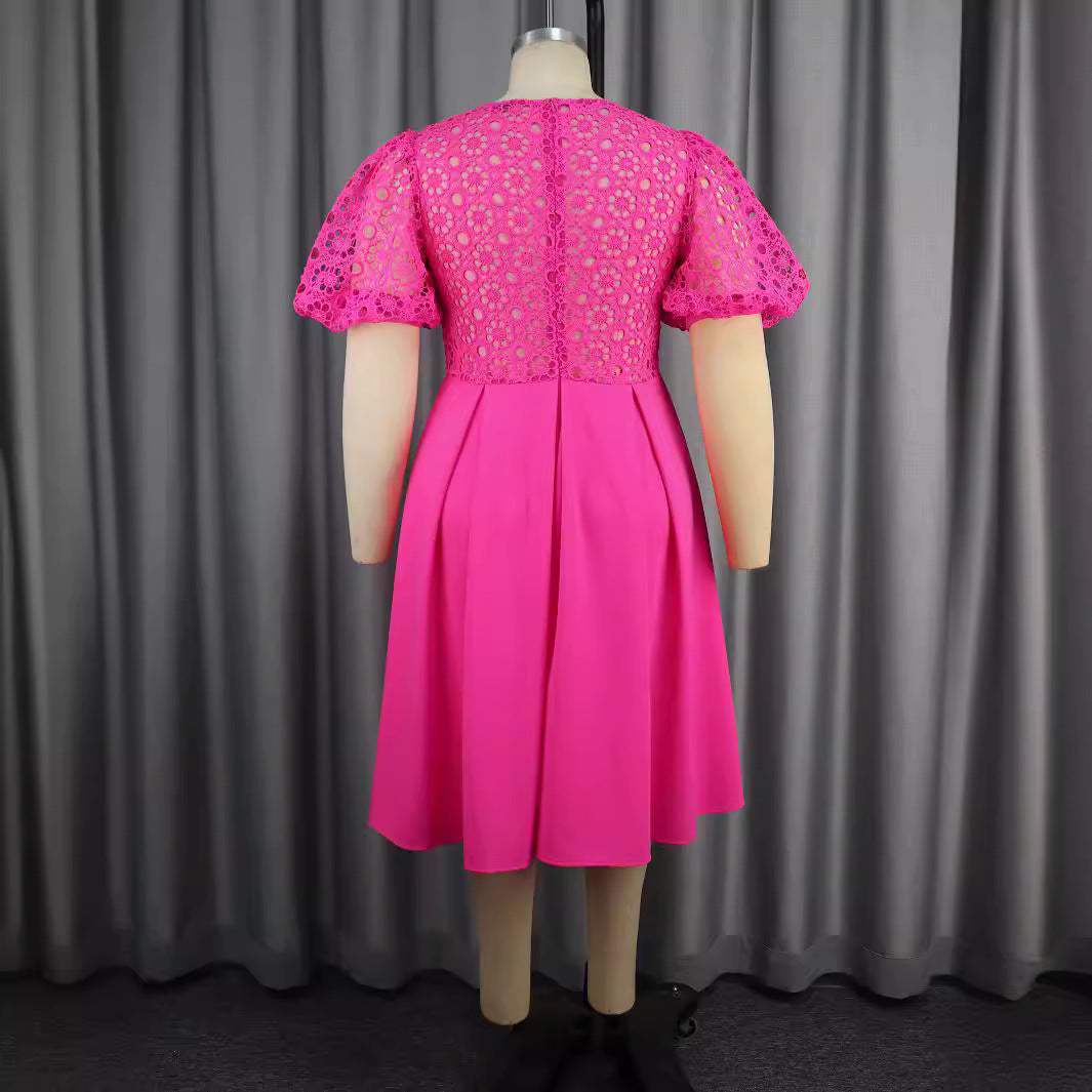 Damen Elegant A-linje Klänning med Cut-Out Detaljer och Puffärmar Mirla-Eva Jonsson