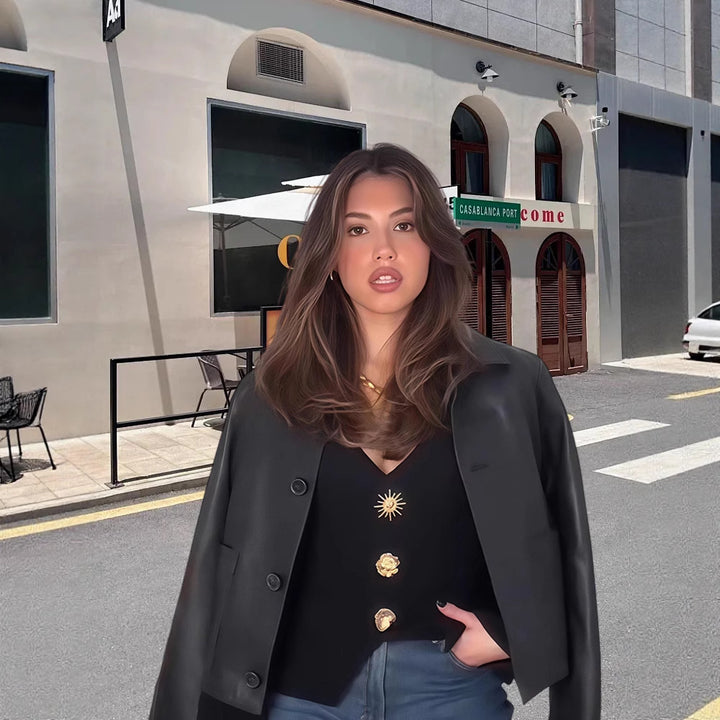 Damen Elegant Blazer-Oberteil mit dekorativen Knopfdetails Eva Jonsson-Eva Jonsson
