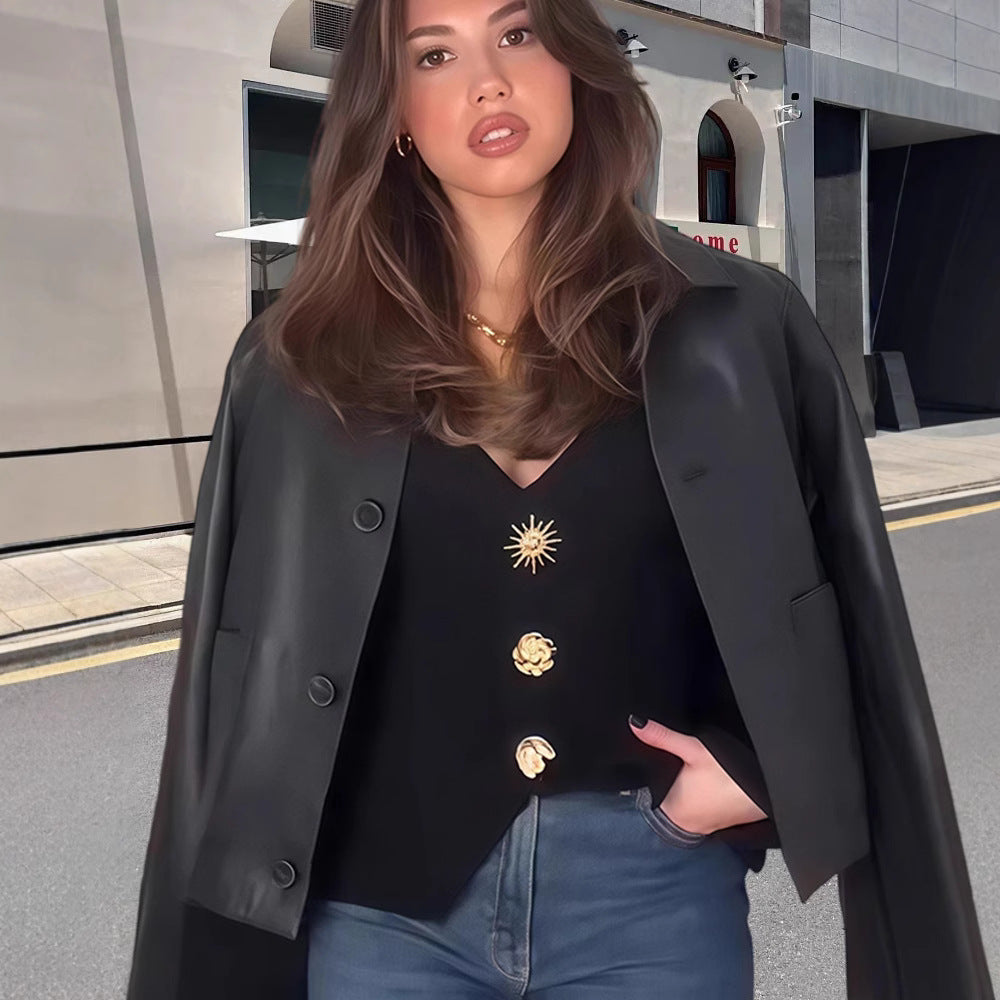 Damen Elegant Blazer-Oberteil mit dekorativen Knopfdetails Eva Jonsson-Eva Jonsson