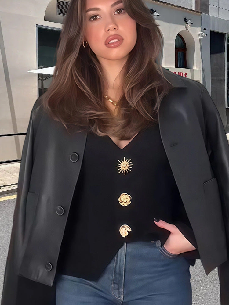 Damen Elegant Blazer-Oberteil mit dekorativen Knopfdetails Eva Jonsson-Eva Jonsson