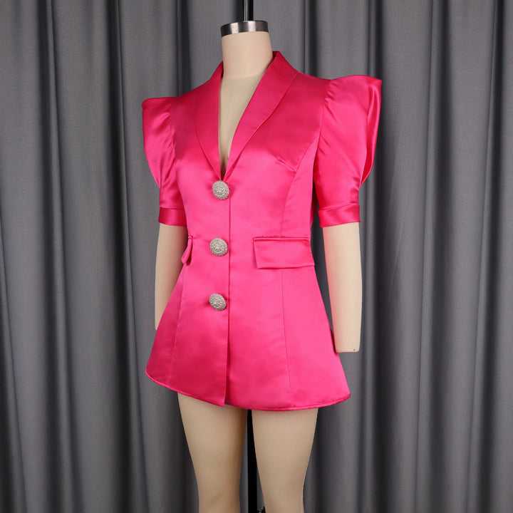 Damen Elegant Blazer-klänning med puffärmar och glittrande knappar Mirla-Eva Jonsson