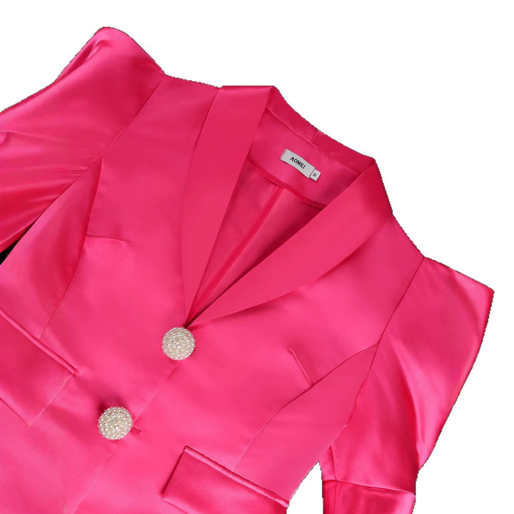 Damen Elegant Blazer-klänning med puffärmar och glittrande knappar Mirla-Eva Jonsson