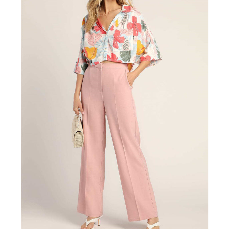 Damen Elegant Blus med vidskuren design och hög midja byxor Mirla-Eva Jonsson