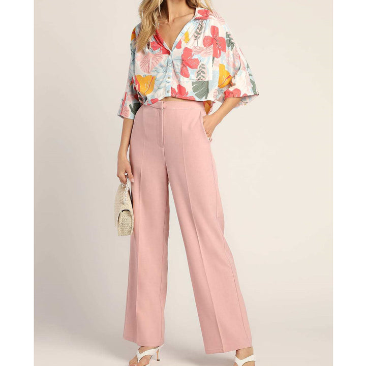 Damen Elegant Blus med vidskuren design och hög midja byxor Mirla-Eva Jonsson