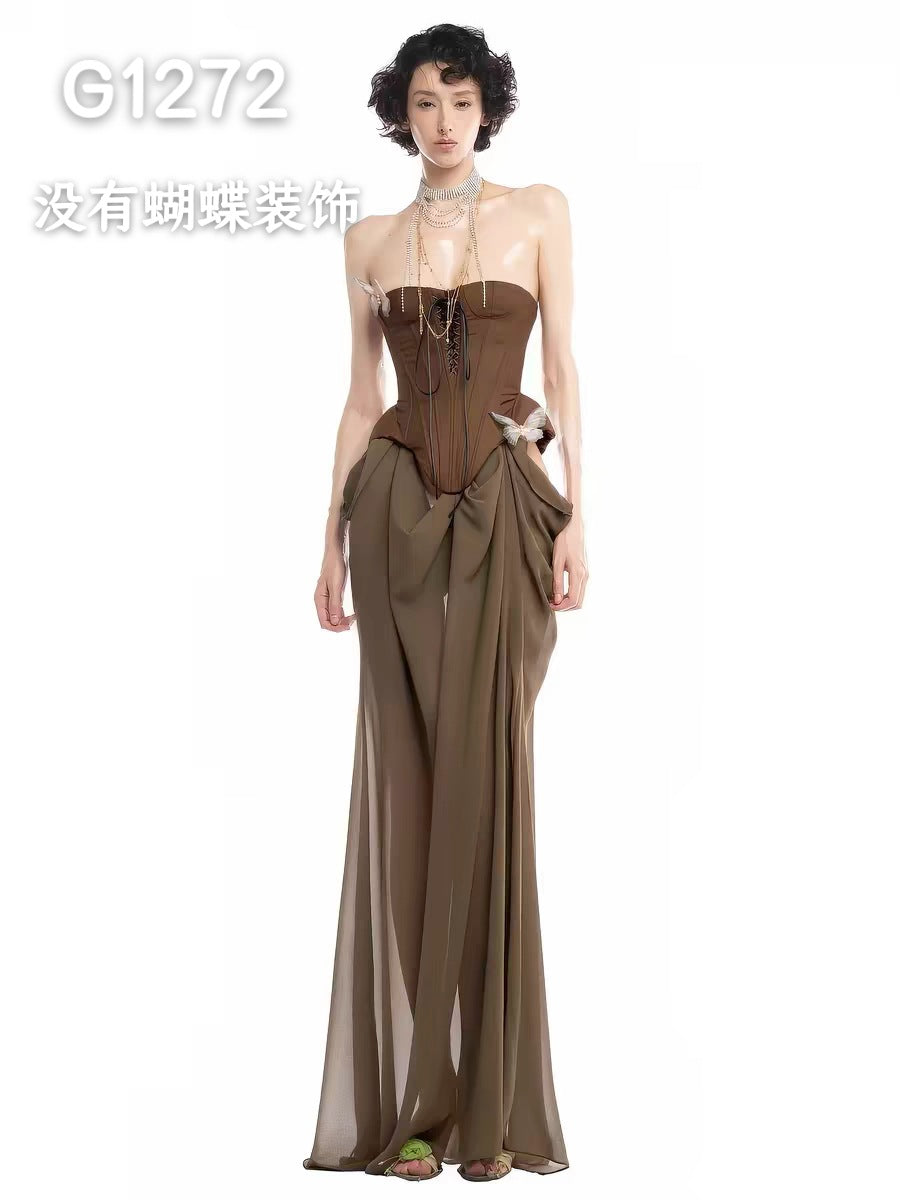 Damen Elegant Corsage-Blus med transparenta ärmar Mirla-Eva Jonsson
