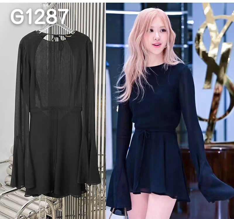 Damen Elegant Corsage-Blus med transparenta ärmar Mirla-Eva Jonsson
