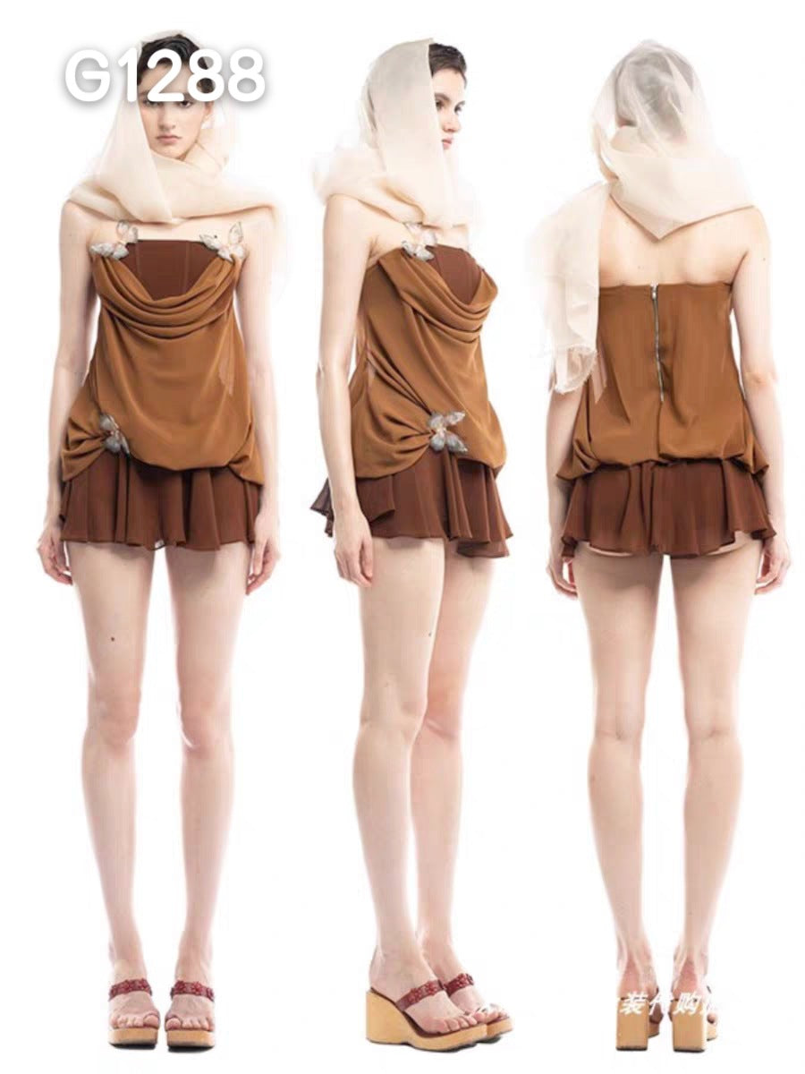 Damen Elegant Corsage-Blus med transparenta ärmar Mirla-Eva Jonsson