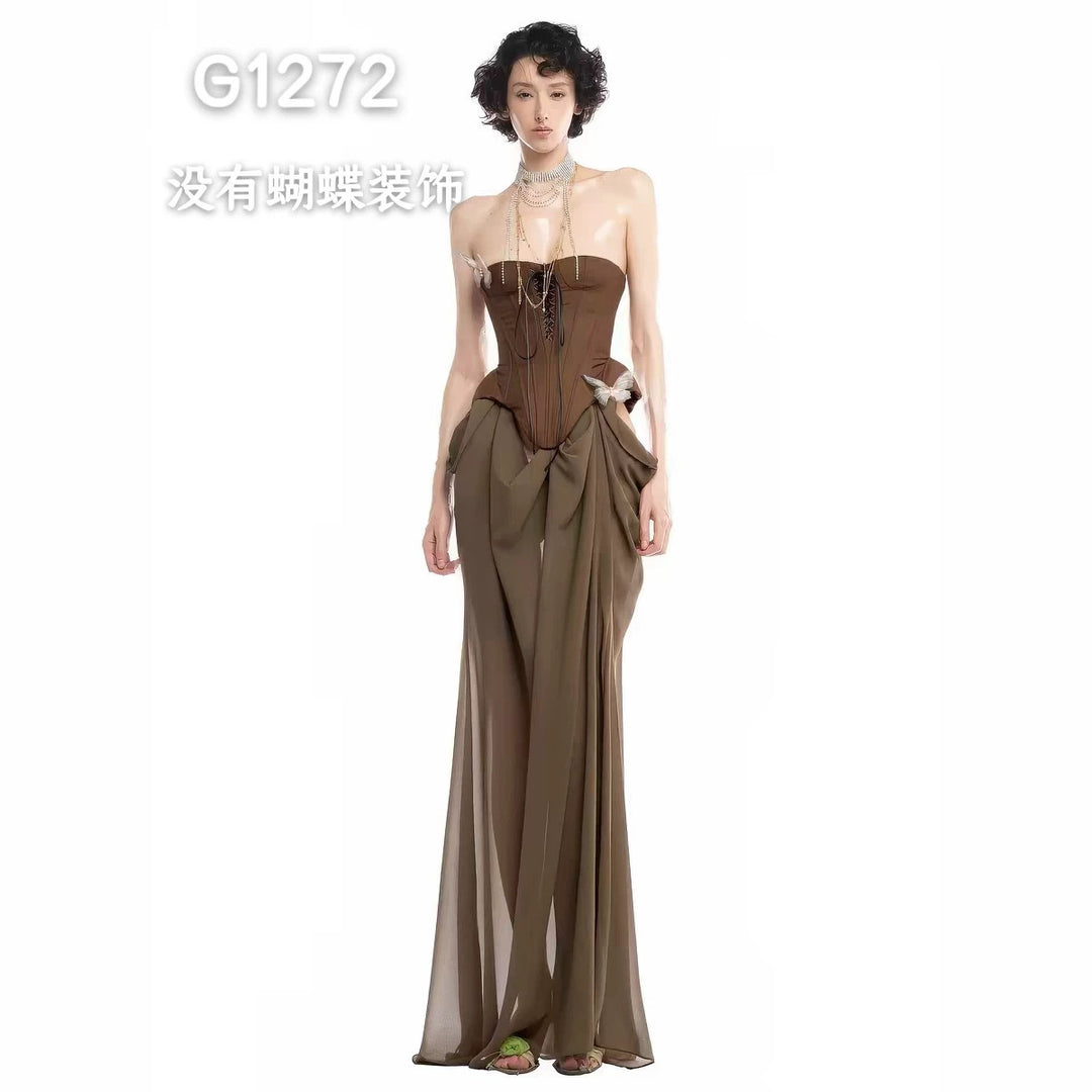 Damen Elegant Corsage-Blus med transparenta ärmar Mirla-Eva Jonsson