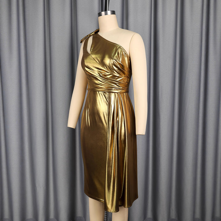 Damen Elegant Evening Dress with Asymmetric Cut and Voluminous Draping Element Mirla-Eva Jonsson