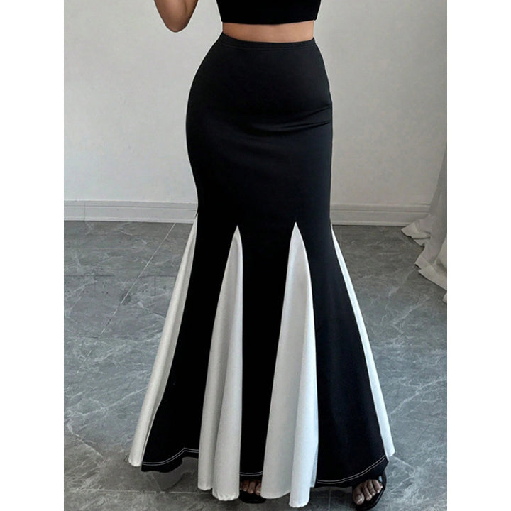 Damen Elegant Maxi-Skirt med kontrasterande volangdetaljer och hög midja Mirla-Eva Jonsson