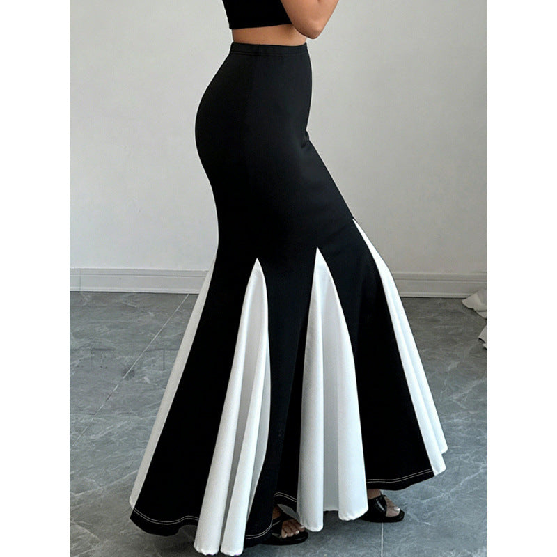 Damen Elegant Maxi-Skirt med kontrasterande volangdetaljer och hög midja Mirla-Eva Jonsson