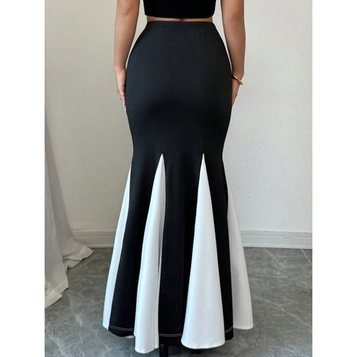 Damen Elegant Maxi-Skirt med kontrasterande volangdetaljer och hög midja Mirla-Eva Jonsson