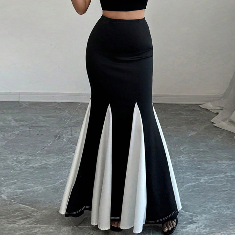 Damen Elegant Maxi-Skirt med kontrasterande volangdetaljer och hög midja Mirla-Eva Jonsson