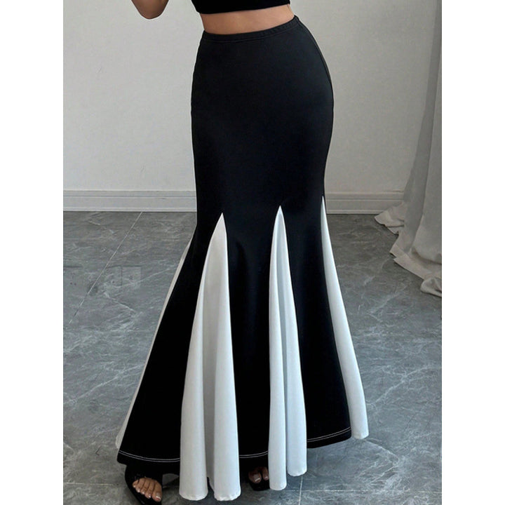 Damen Elegant Maxi-Skirt med kontrasterande volangdetaljer och hög midja Mirla-Eva Jonsson