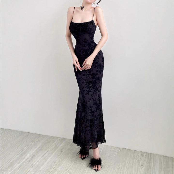 Damen Elegant Maxiklänning med blommönster och spaghettiband Mirla-Eva Jonsson
