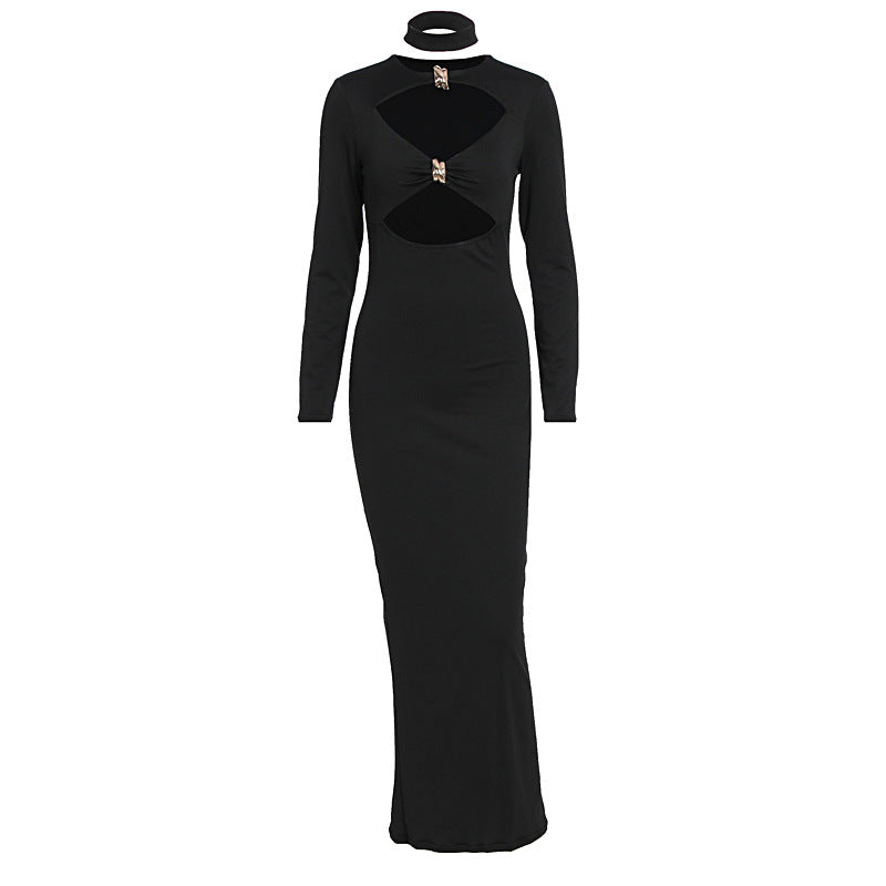 Damen Elegant Maxiklänning med hög halsutskärning och raffinerade cut-outs Mirla-Eva Jonsson