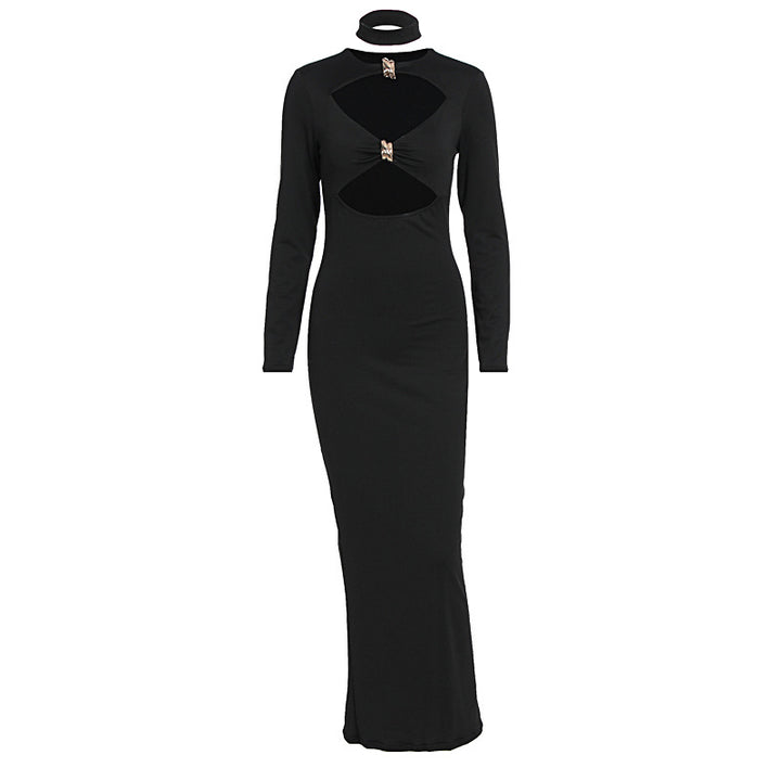 Damen Elegant Maxiklänning med hög halsutskärning och raffinerade cut-outs Mirla-Eva Jonsson