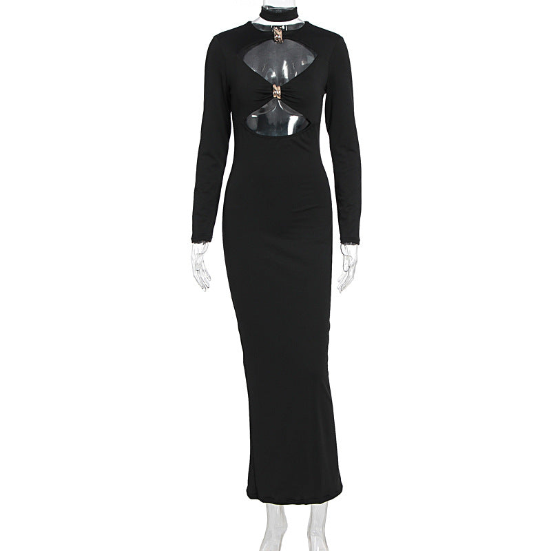 Damen Elegant Maxiklänning med hög halsutskärning och raffinerade cut-outs Mirla-Eva Jonsson