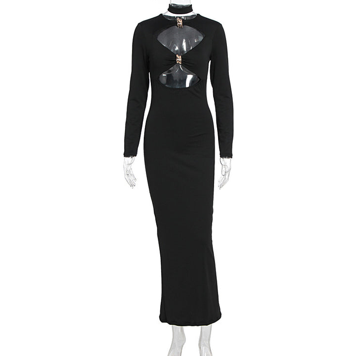 Damen Elegant Maxiklänning med hög halsutskärning och raffinerade cut-outs Mirla-Eva Jonsson