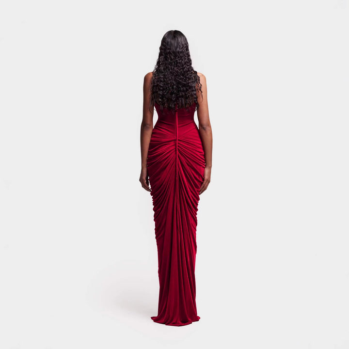Damen Elegant Maxiklänning med raffinerad volangdesign Mirla-Eva Jonsson