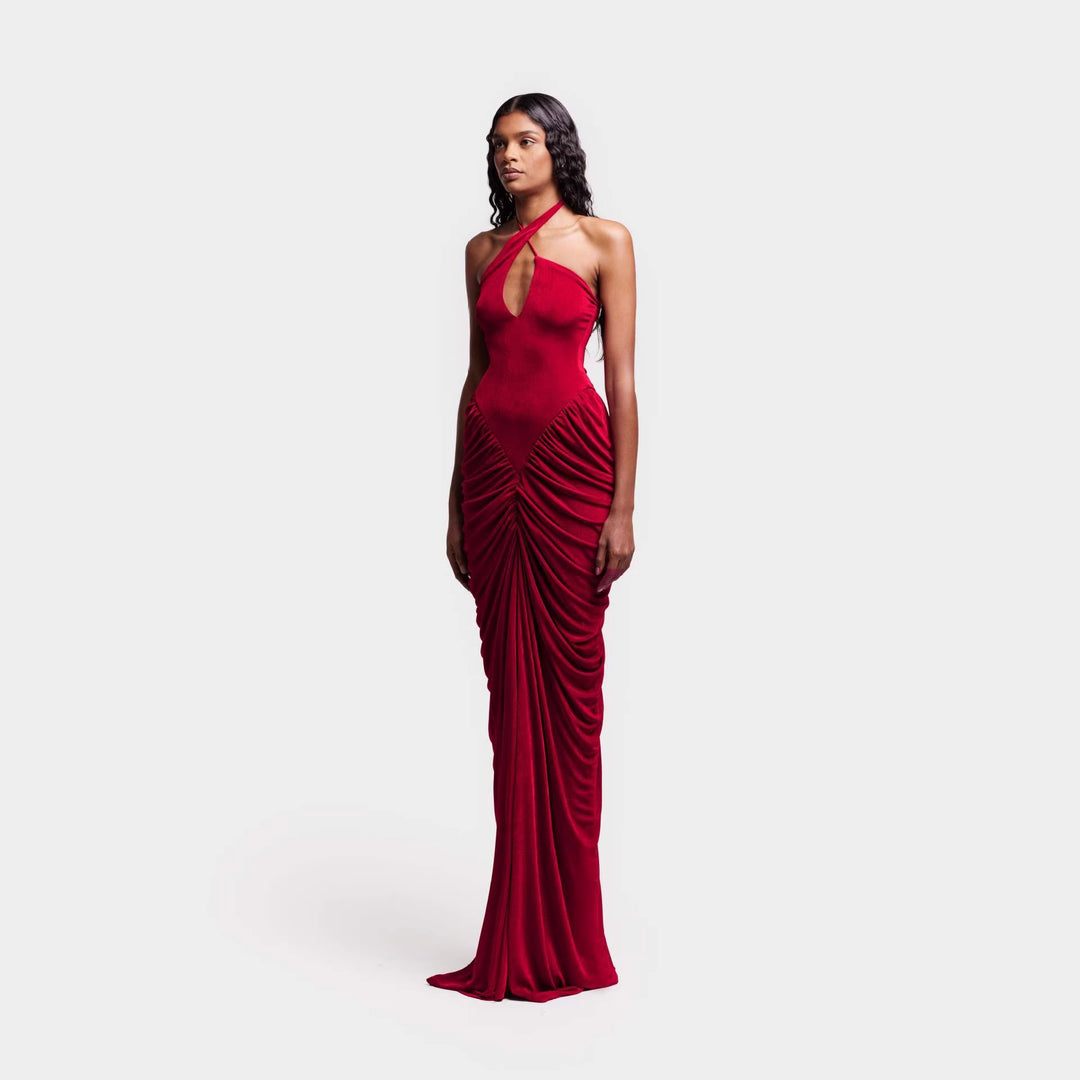 Damen Elegant Maxiklänning med raffinerad volangdesign Mirla-Eva Jonsson