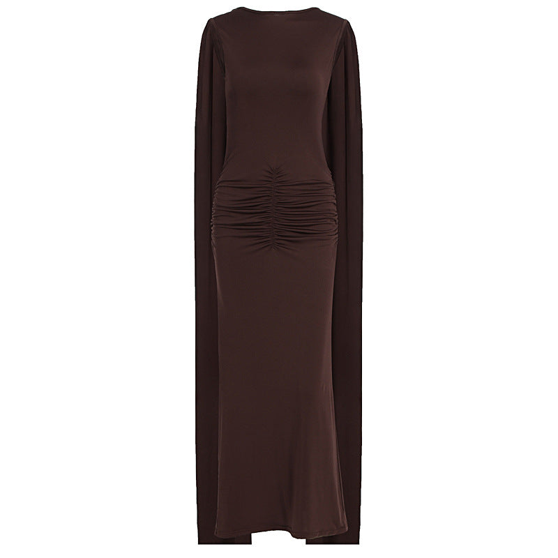 Damen Elegant Maxikleid mit Raffungen und transparenten Ärmeln Mirla-Eva Jonsson