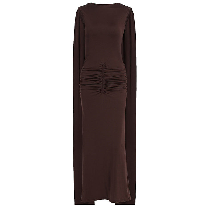 Damen Elegant Maxikleid mit Raffungen und transparenten Ärmeln Mirla-Eva Jonsson